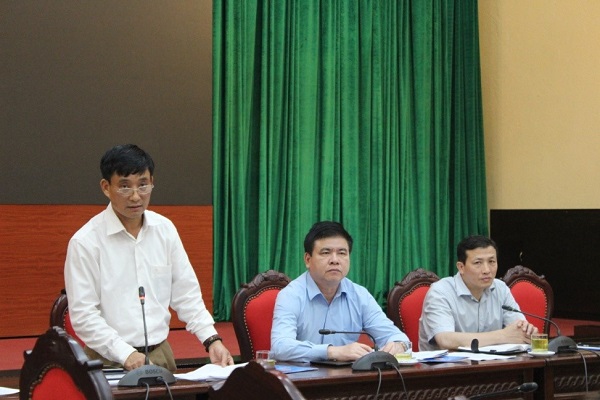 Ông Trần Công Thành - Phó Chủ tịch UBND huyện Phú Xuyên tại buổi giao ban Báo chí Thành ủy Hà Nội ngày 09/04/2019.