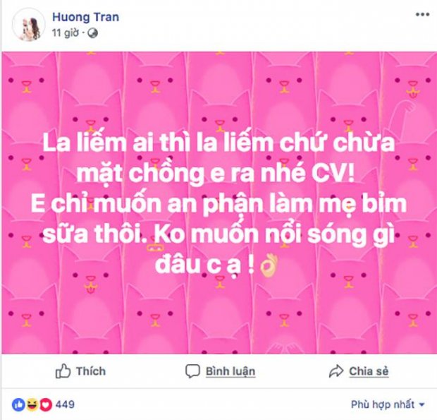 Status của vợ Việt Anh viết ra để “dằn mặt” người mà “ai cũng biết là ai đấy”.