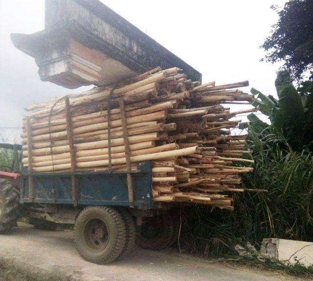 Hi hữu: Xe chở keo “chở” luôn… cổng chào của làng Hi hữu: Xe chở keo “chở” luôn… cổng chào của làng