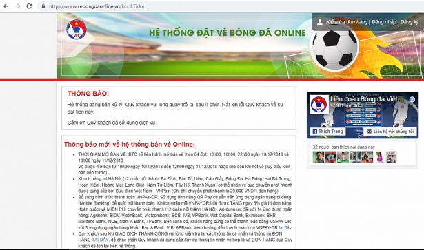 nin tho canh tung giay de mua ve online tran chung ket viet nam vs malaysia 15 phut sau da ban het sach