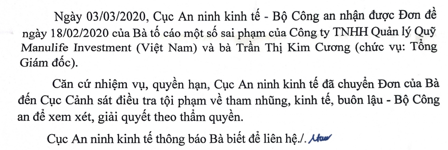 chuyen don to cao nghi ngo tgd cty quan ly quy manulife investment vn hoi lo chuyen vien ubck hinh anh 1