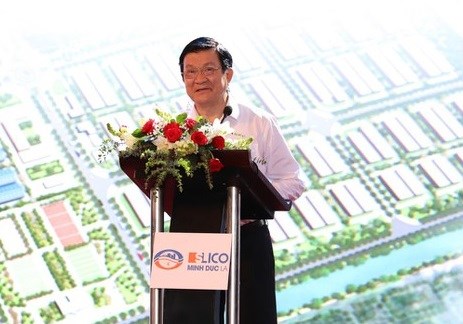 Ông Trương Tấn Sang, Nguyên Ủy viên Bộ Chính trị - Nguyên Chủ tịch nước Cộng hòa Xã hội Chủ nghĩa Việt Nam phát biểu tại buổi lễ.  