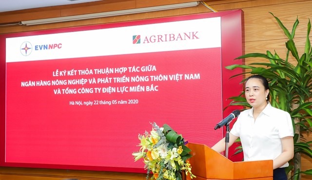 Bà Đỗ Nguyệt Ánh - Tổng Giám đốc EVNNPC phát biểu tại buổi Lễ