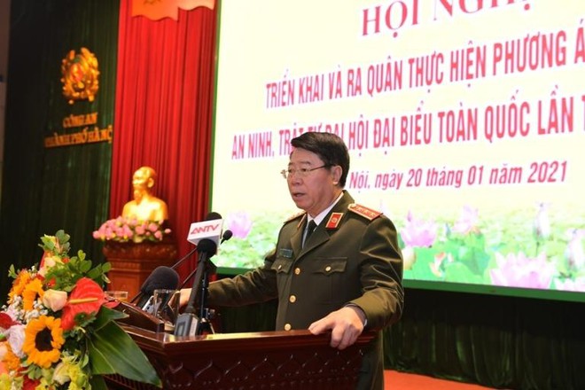 Thứ trưởng Bộ Công an Bùi Văn Nam phát biểu tại lễ ra quân. Ảnh: TL.