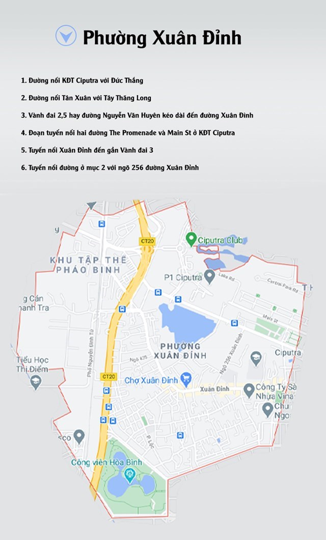 Những tuyến đường đáng chú ý sẽ mở theo quy hoạch ở phường Xuân Đỉnh (Bắc Từ Liêm, Hà Nội).