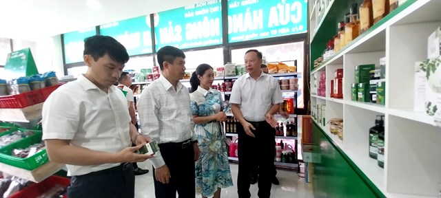 Các đại biểu thăm quan cửa hàng nông sản an toàn Minh Nguyệt 