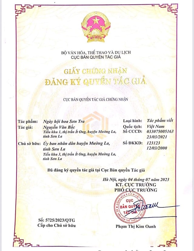 Ng&agrave;y hội hoa Sơn tra của huyện Mường La được chứng nhận đăng k&yacute; quyền t&aacute;c giả.
