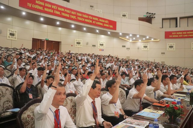 Các đại biểu tham dự Đại hội đại biểu Hội Nông dân tỉnh Hòa Bình lần thứ XI, nhiệm kỳ 2023 - 2028.