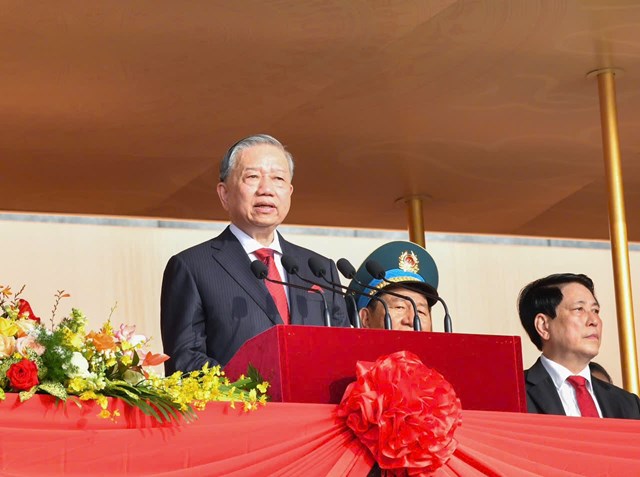 Tổng Bí thư Tô Lâm trình bày diễn văn kỷ niệm - Ảnh: VGP/Nhật Bắc