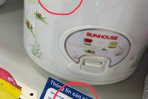 Nồi cơm điện Sunhouse xuất xứ Trung Quốc có logo Hàng Việt Nam chất lượng cao, công ty Shark Phú nói do hiểu nhầm?