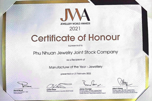 PNJ được vinh danh là nhà sản xuất, chế tác trang sức xuất sắc nhất của năm 2021 tại JWA