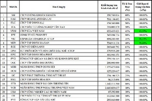 FLC và HCM được vào rổ tính VN30-Index