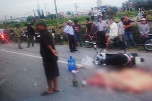 Hải Dương: Container cán chết người, tài xế bỏ trốn