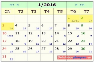 Lịch nghỉ Tết Dương lịch 2016