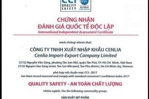 Mỹ phẩm CENLIA đạt chứng nhận  “Quality Safety - An toàn chất lượng” năm 2017