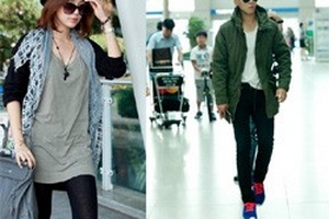 T.O.P “xì tai” và Yoon Eun Hye “siêu xinh” ở sân bay