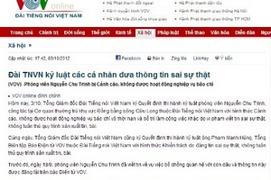 Kỷ luật tổng biên tập báo điện tử VOV