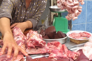 Thịt sống đầy khuẩn tiêu chảy, thương hàn...