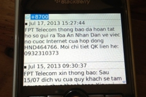 Bỗng dưng bị FPT Telecom nhắn tin đòi tiền