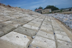 Thanh Hóa: Khắc phục sự cố tấm lát bê tông mái đê sông Mã