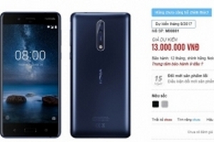 Giá Nokia 8 tại Việt Nam 13 triệu đồng, bán từ tháng 9