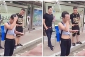 Anh chàng đeo cả vòi hoa sen ra đường để tránh nóng