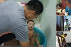 Ông chồng đáng mơ ước của năm: Hạnh phúc khi giúp vợ chăm con, làm việc nhà