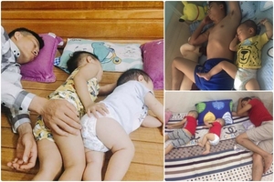 Các mẹ 'thừa nhận' là người đẻ thuê khi nhìn dáng ngủ của bố và con giống nhau như hai giọt nước