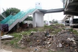 Cảnh nhếch nhác dưới chân công trình đường sắt Cát Linh - Hà Đông