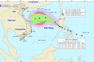 Bão số 13 diễn biến phức tạp, có thể giật cấp 13