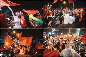 Chất nhất quả đất: Cặp đôi chụp ảnh cưới giữa 'tâm bão' mừng U23 VN chiến thắng lịch sử