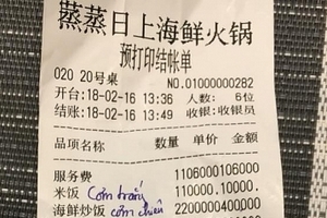 Nhà hàng Đà Nẵng bị tố chặt chém, hóa đơn tính tiền bằng chữ Trung Quốc