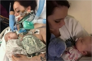 Bức ảnh mẹ hôn mê ôm con 3 tháng tuổi gây xúc động người xem