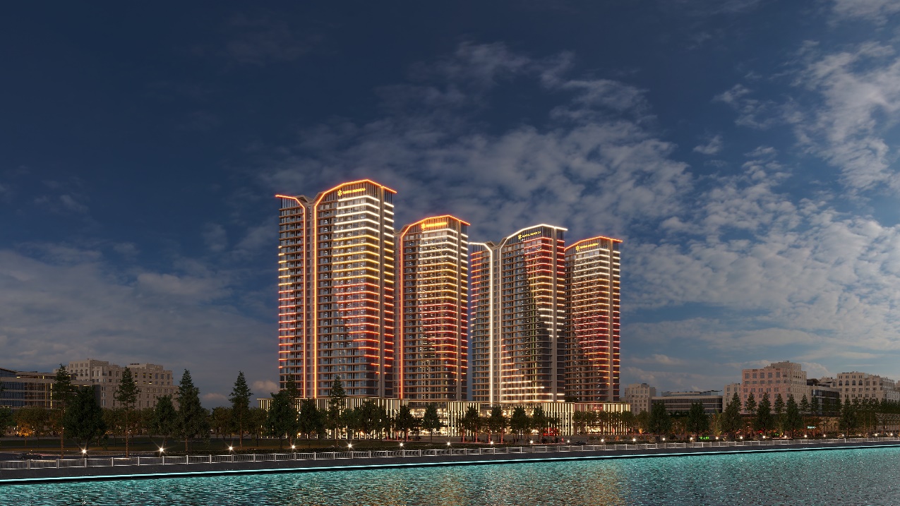 A group of buildings with lights on

AI-generated content may be incorrect.