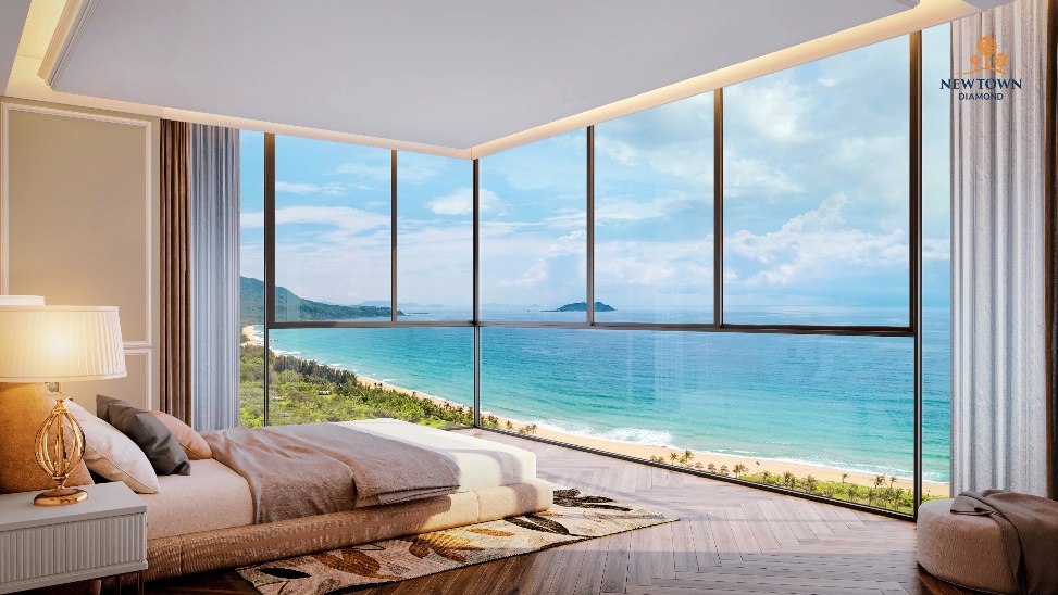 A room with a view of the ocean and a bed

AI-generated content may be incorrect.