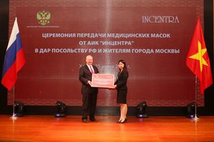 Incentra trao 100.000 khẩu trang y tế tặng Đại sứ quán Liên Bang Nga và người dân TP. Mátxcơva