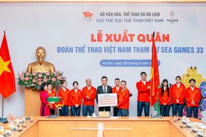Đoàn thể thao Việt Nam rực rỡ khí thế trong lễ xuất quân dự SEA Games 33