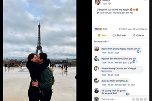 Kim Lý ôm hôn say đắm Hồ Ngọc Hà, cùng nhau đón Giáng sinh tại Pháp