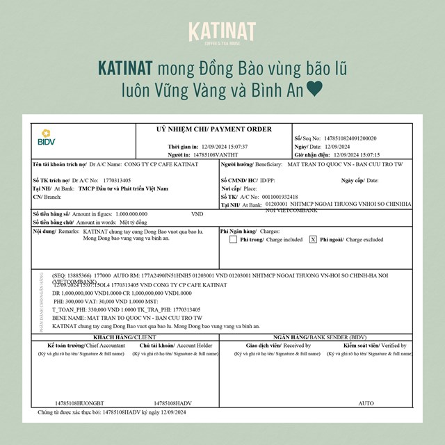 Thương hiệu đồ uống KATINAT trích 1.000đ trên mỗi ly nước bán ra ủng hộ miền Bắc bão lũ - Ảnh 5