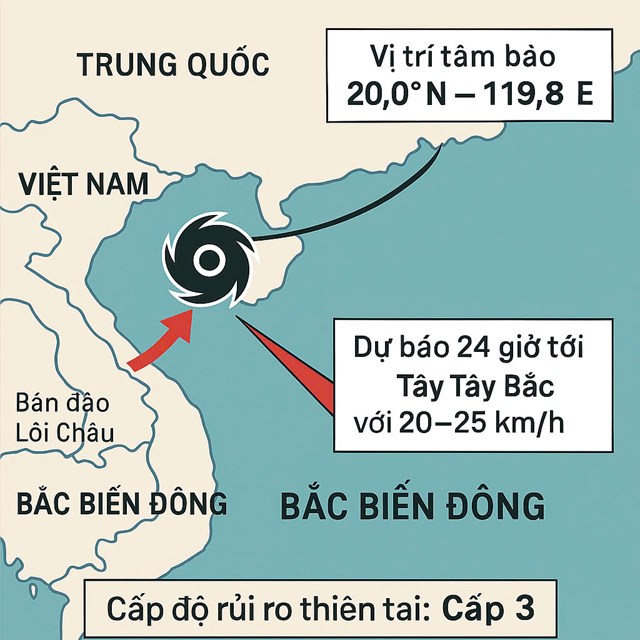 Bão WIPHA đã đi vào biển đông và đang mạnh lên, đe dọa trực tiếp các tỉnh, thành ven biển phía Đông Bắc. Ảnh: Đài Khí tượng Thủy văn thành phố Hải Phòng.