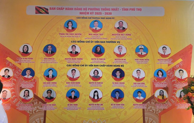 Ban Chấp hành Đảng bộ phường Thống Nhất, tỉnh Phú Thọ nhiệm kỳ 2025 – 2030.