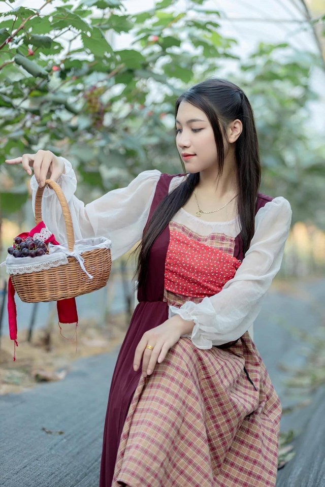 Du kh&aacute;ch tham quan trải nghiệm vườn nho Thủy Thắng.