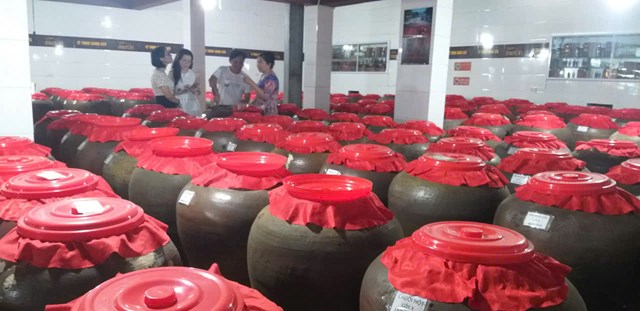 H&agrave;ng trăm chum dược liệu M&uacute; từn được ng&acirc;m ủ c&ocirc;ng phu, tạo n&ecirc;n điểm nhấn độc đ&aacute;o trong khu&ocirc;n vi&ecirc;n C&ocirc;ng ty TNHH Long Lưu.