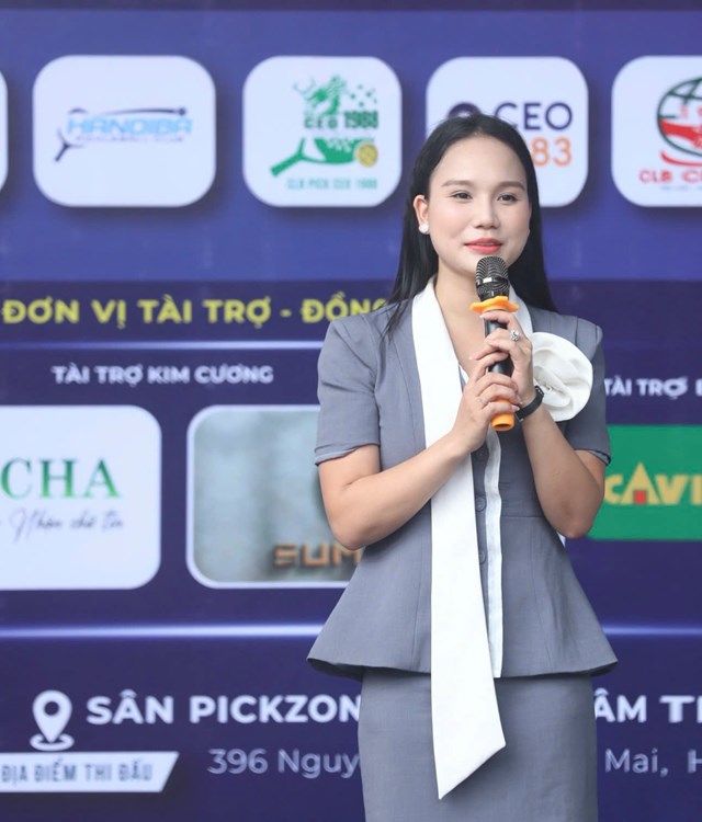 Bà Trần Liên – Tổng Giám đốc Công ty Truyền thông Sự kiện Lyncha, thành viên Ban Quản trị VNPA, đơn vị đồng hành tổ chức và vận hành Giải Pickleball Tết Doanh nhân Trẻ 2025.