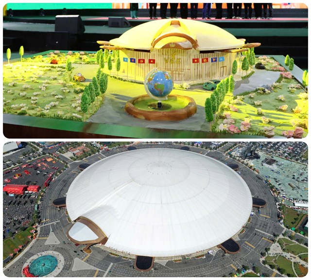 M&ocirc; h&igrave;nh lấy cảm hứng từ Trung t&acirc;m Hội chợ Triển l&atilde;m Việt Nam - tổ hợp trung t&acirc;m triển l&atilde;m lớn của khu vực Đ&ocirc;ng Nam &Aacute; v&agrave; nằm trong Top 10 tổ hợp triển l&atilde;m lớn nhất thế giới.