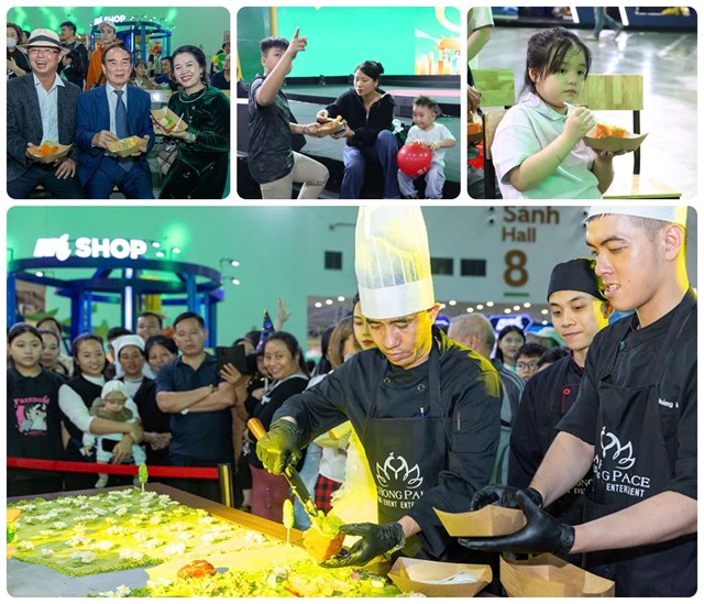 C&aacute;c đầu bếp ph&acirc;n chia c&aacute;c phần x&ocirc;i để đại biểu v&agrave; kh&aacute;nh tham dự thưởng thức (Ảnh: VietKings)