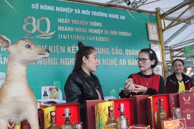 Sản phẩm nhung hươu H&agrave; Tĩnh tại Hội chợ kết nối cung cầu quảng b&aacute; sản phẩm N&ocirc;ng nghiệp tỉnh Nghệ An năm 2025