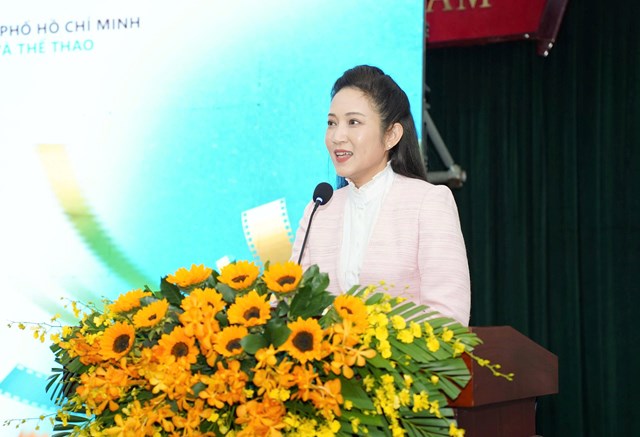 Bà Nguyễn Thị Thanh Thúy, Phó Giám đốc Sở Văn hóa và Thể thao TP. HCM phát biểu tại họp báo