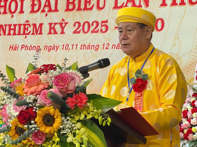 Ông Ngô Đăng Hải – Phó Chủ tịch Hội đồng họ Ngô Việt Nam, Chủ tịch Hội đồng họ Ngô TP. Hải Phòng phát biểu tại Đại hội.