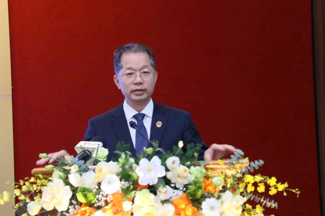 Chánh án TAND tối cao Nguyễn Văn Quảng phát biểu chỉ đạo tại Hội nghị triển khai công tác Tòa án năm 2026. 